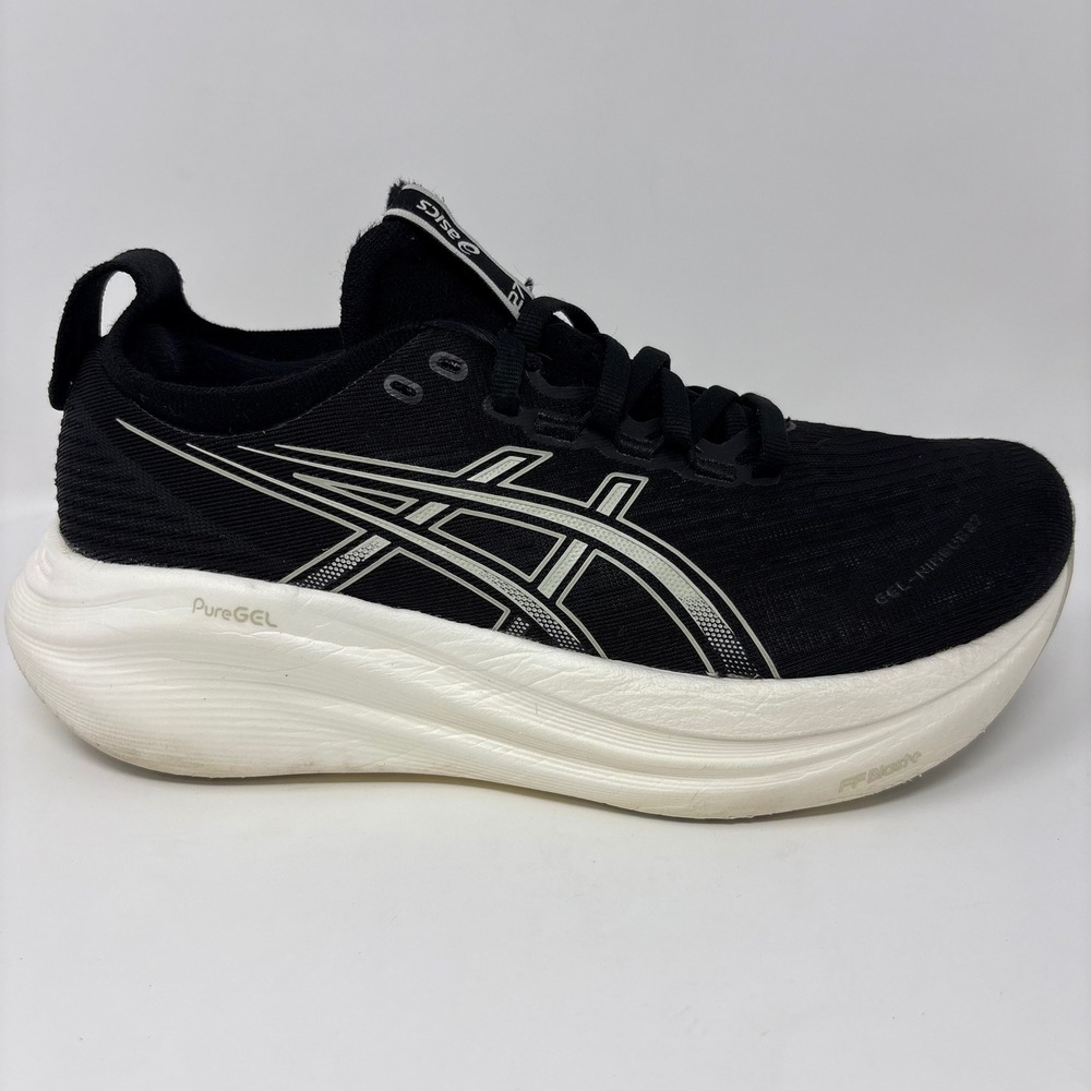 ASICS GEL-NIMBUS 27 Women's Size 7.5 Black White Running Shoes (1012B753)